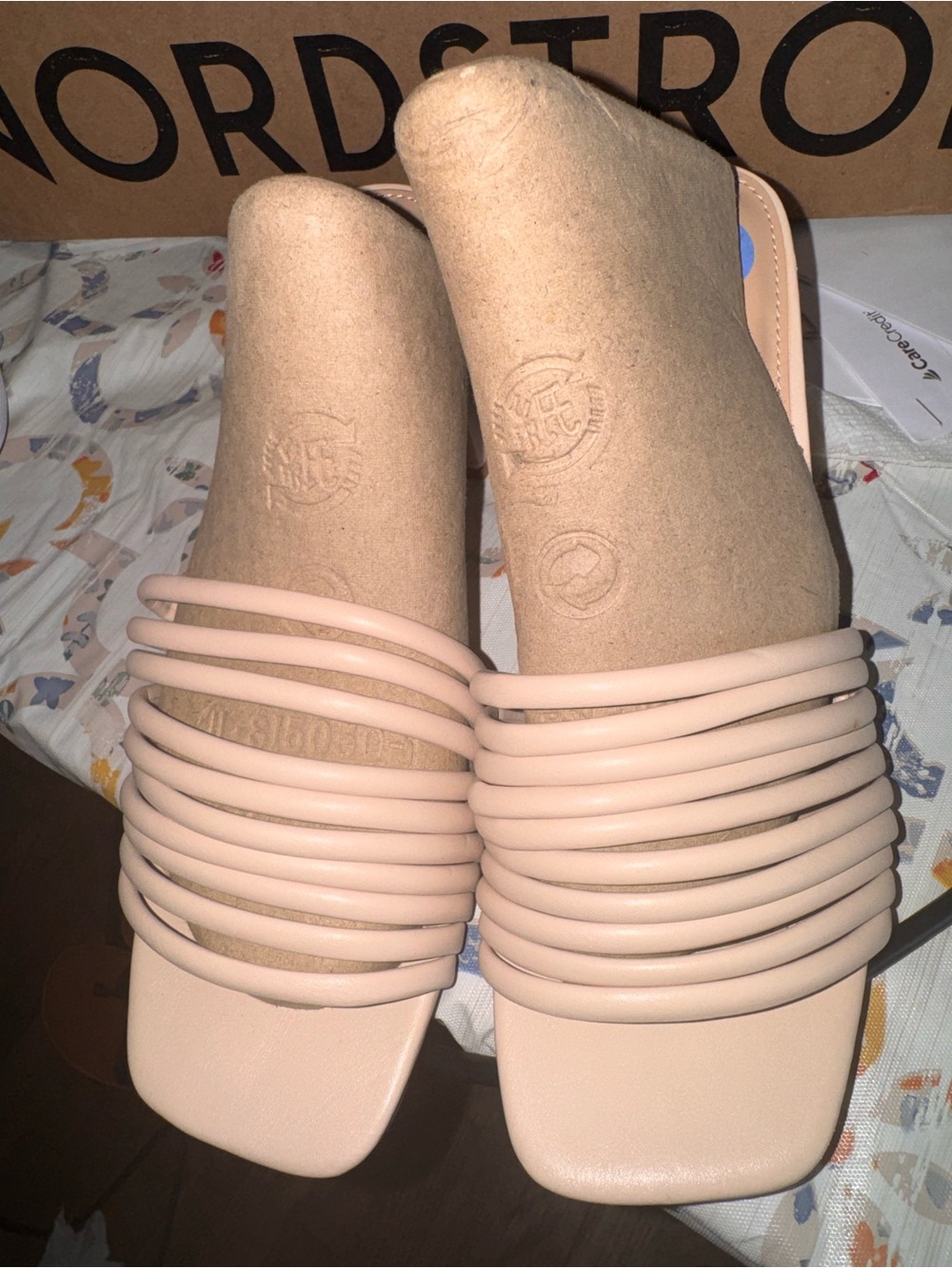 Nordstrom Cushionaire Brand Blush Multi-Strap Square Toe Slide Mules